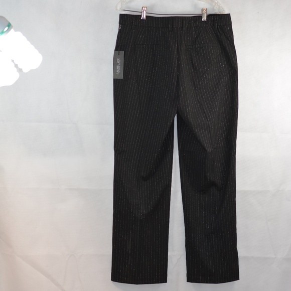 Silver Foil Pinstripe Black Pants SZ 12 RACHEL ZOE NWT - Picture 9 of 9